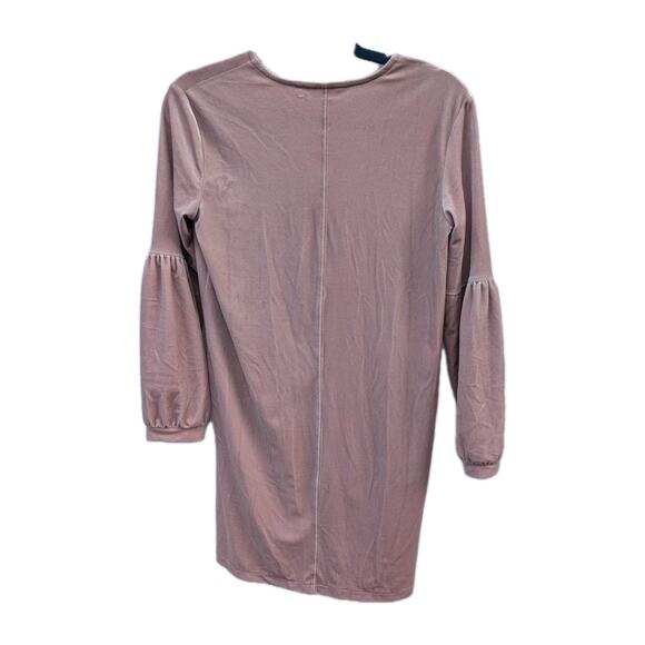 Madewell Pink Velvet Dress Size XS Balloon Long Sleeve Velour V-Neck Shift Soft - Picture 3 of 7